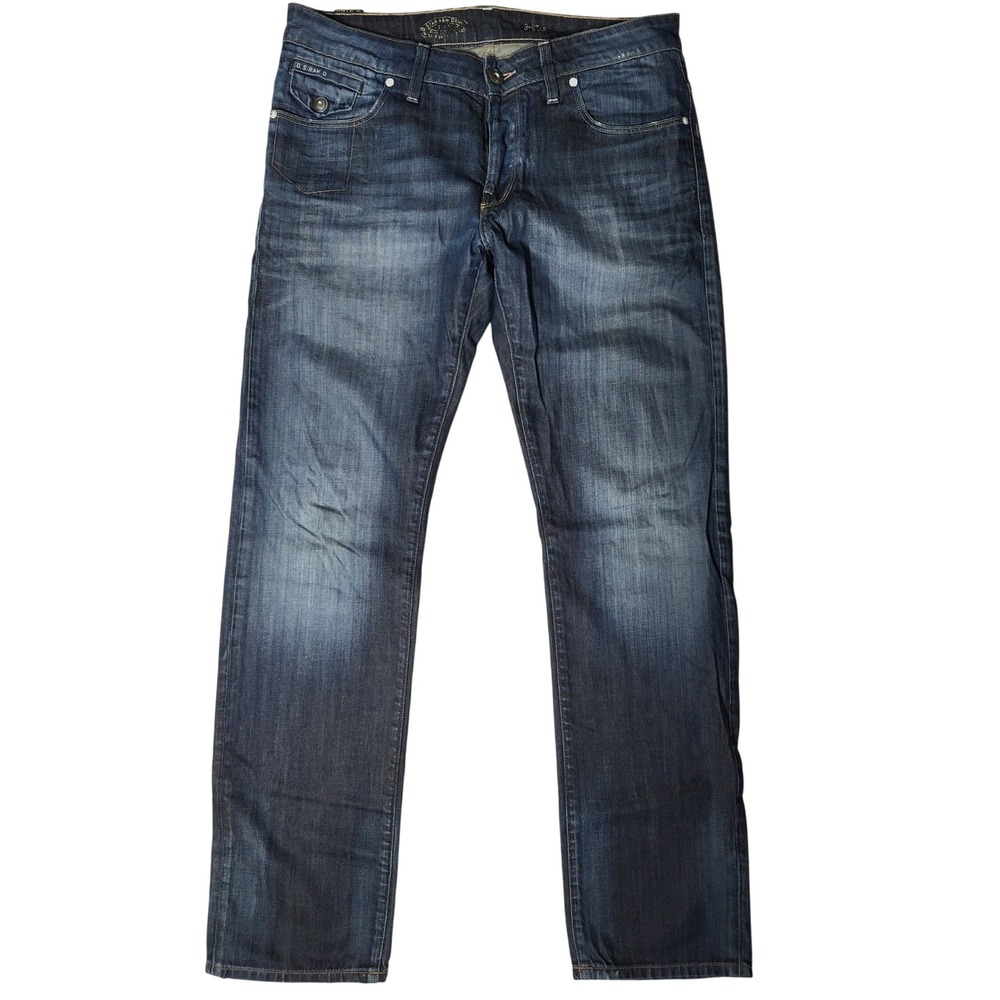 G-Star RAW Men 3301 Morris Straight Leg Dark Wash Denim Jean 33 34 button fly